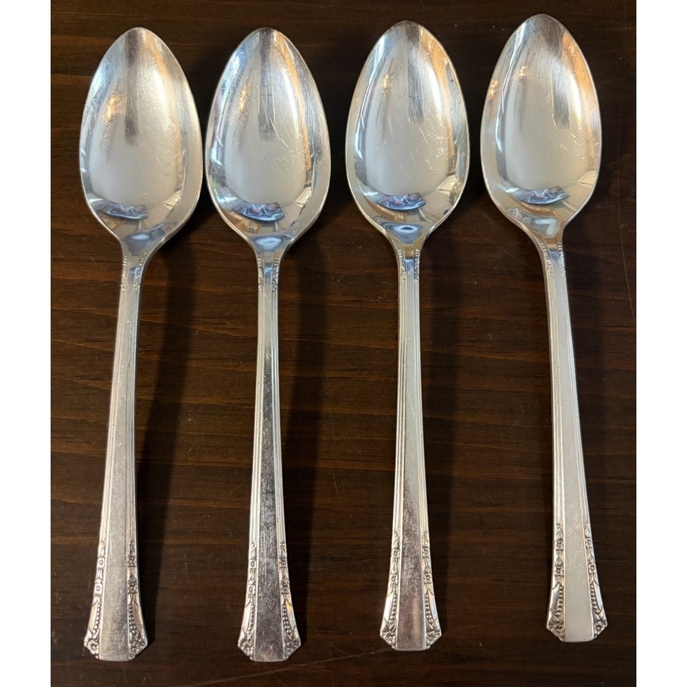 Oneida 1881 Rogers Floral Queen Silverplate Serving Tablespoons Set of 4